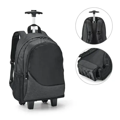 Mochila trolley para notebook em 300D com 2 rodas duplas