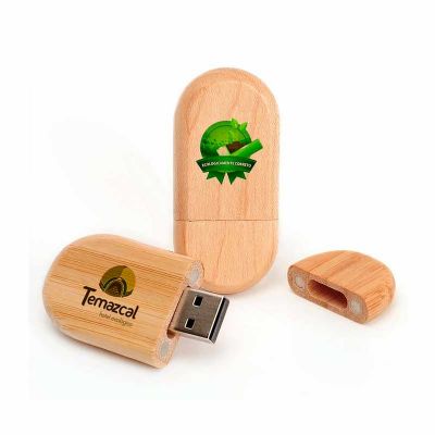 Pen Drive Ecológico Oval Com Tampa Personalizado