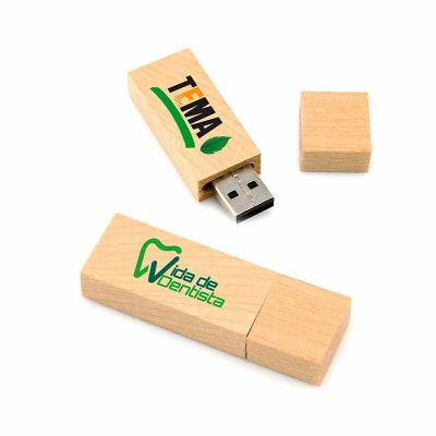 Pen Drive Ecológico de Madeira com Tampa personalizado