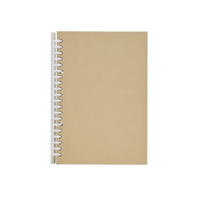 Caderno A5 com capa dura em kraft e espiral removível - 2009887