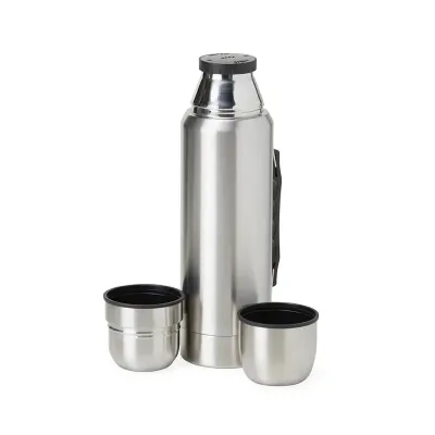 Garrafa térmica de inox com parede dupla e tampa dupla, capacidade de 1 litro. - 2010743