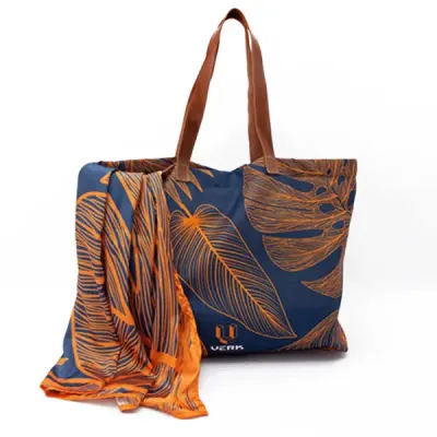 Kit Bolsa Feminina Moda Praia Com Canga