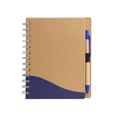 Caderneta ecológica com detalhe azul com Caneta - 1998869