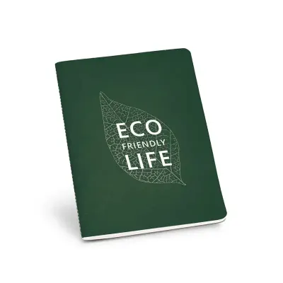 Caderno com capa flexível verde