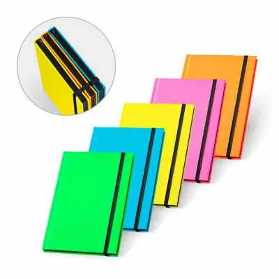 Caderno A5 com capa dura em PU fluorescente (várias cores) - 1693405