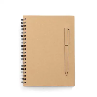 Caderno B6 espiral com capa dura em papel craft 