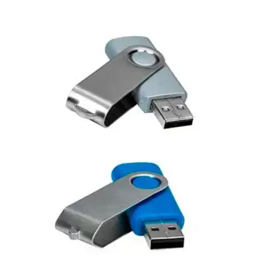 Pen Drive Giratório Azul Metálico