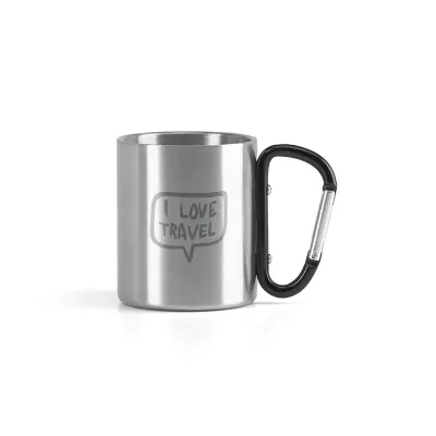 Caneca em aço inox, com pega em forma e função de mosquetão - 2019911