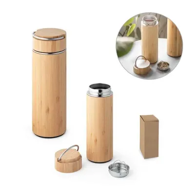 Squeeze em bambu e aço inox, com corpo duplo e isolamento a vácuo.  - 1665086