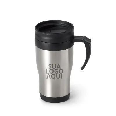 Caneca para viagem em aço inox e PP 420 ml Personalizado 1