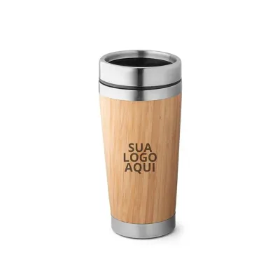 Copo de viagem em bambu e aço inox 500 ml Personalizado 1