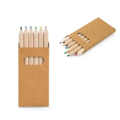 Caixa de cartão com 6 mini lápis de cor
