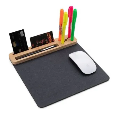Mouse Pad com porta canetas, porta cartão e apoio para celular