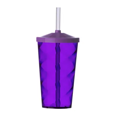 Copo de poliestireno 550ml com canudo - Roxo - 2002875