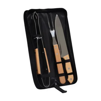 Kit churrasco 3 peças em estojo de nylon com alça - 2002890