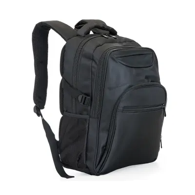 Mochila poliéster para notebook, contém detalhes em nylon e neoprene