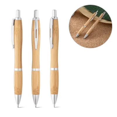 Esferográfica em bambu com clipe