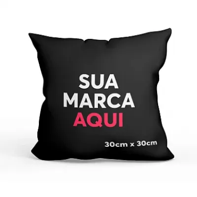 Almofada Com Enchimento Personalizada em Poliéster Preta 30x30cm - 1996520