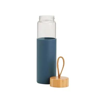 Garrafa de Vidro 750ml com luva azul