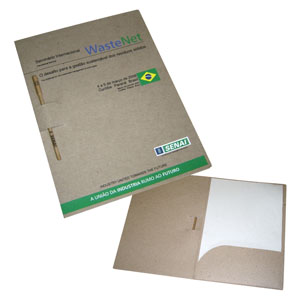 Kit ecológico personalizado para Eventos, em papel 100% reciclado (originado através da reciclagem de embalagens tetra-pack).